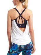 Athleta Womens Full Force Tank Bright White/navy Size Xl