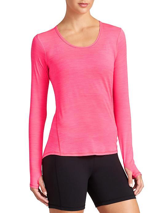 Athleta Womens Shadow Stripe Chi Top Size L Tall - Shocking Pink
