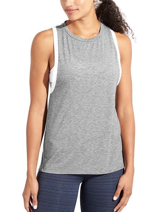 Athleta Womens Balasana Tank Size L - Dark Charcoal Heather/bright White