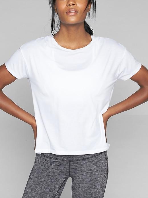 Athleta Womens Power Up Tee Bright White Size L