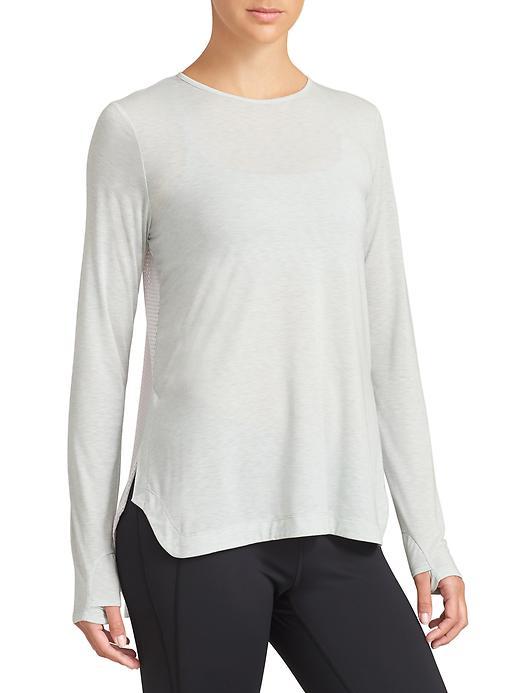 Athleta Womens Mesh Road Top Size L - Light Grey/white