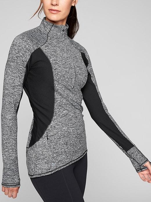 Athleta Womens Colorblock Running Wild Half Zip Size L - Charcoal Heather