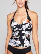 Athleta Womens Polynesia Halter Tankini Top Black Size 32b/c