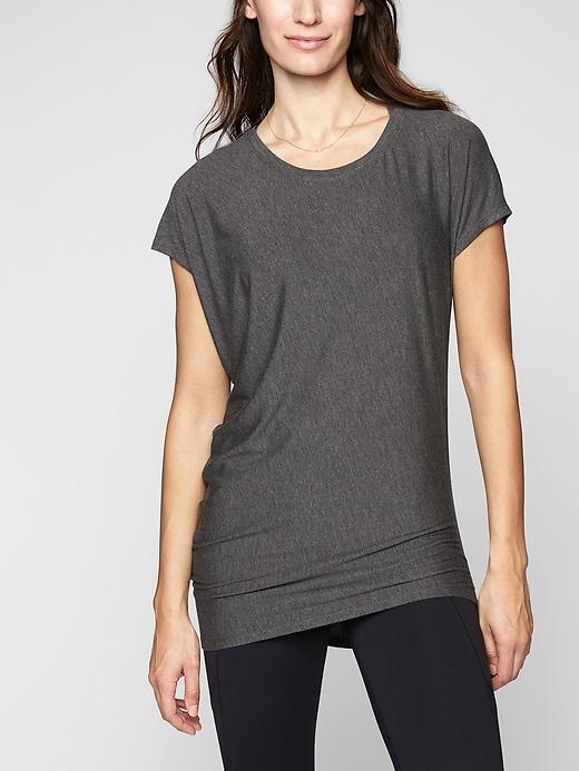 Athleta Womens Threadlight Asym Relaxed Tee Charcoal Heather Size Xxs