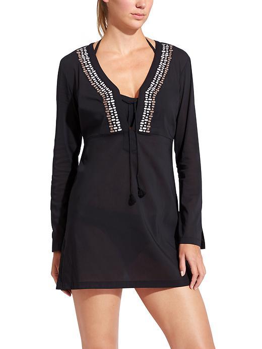 Athleta Womens Embroidered Kimssa Tunic Size L - Black