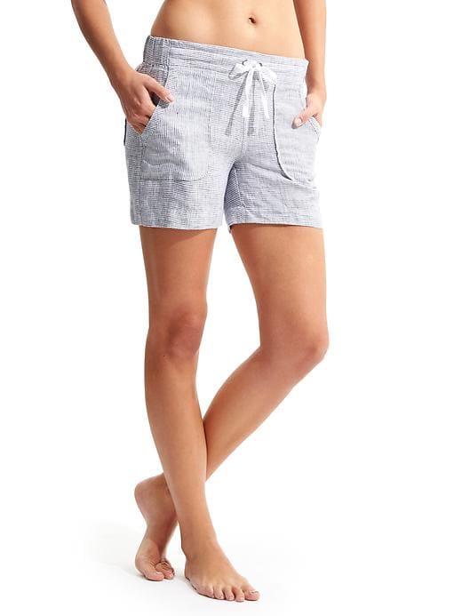 Athleta Womens Stripe Linen Short Navy Size 10