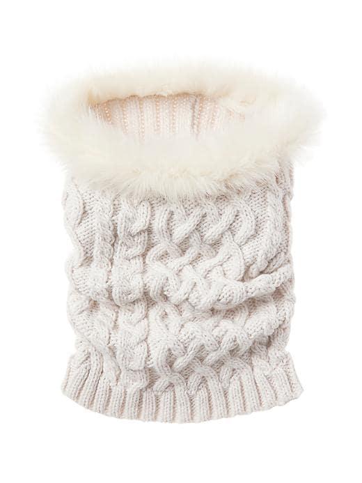 Athleta Womens Faux Fur Knit Scarf By Vincent Pradier Winter White Size One Size