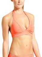 Athleta Womens Shirrendipity Halter Bikini Top Size L - Sunset Glow