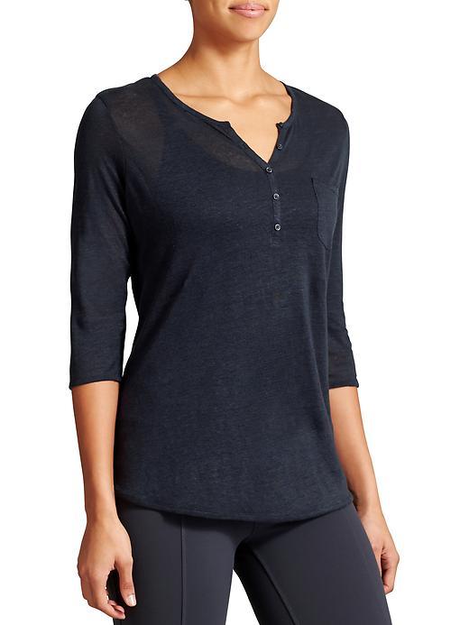 Athleta Womens Newport Henley Tunic Size L - Navy