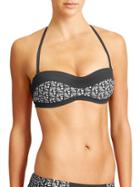 Athleta Womens Encinitas Bandeau Bikini Size L - Black Print