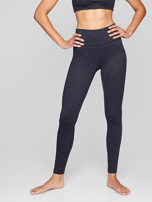Athleta Womens High Rise Ripple Chaturanga Tight Size L Tall - Navy