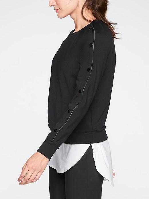 Athleta Womens Snappy Sweatshirt Black Size Xxs