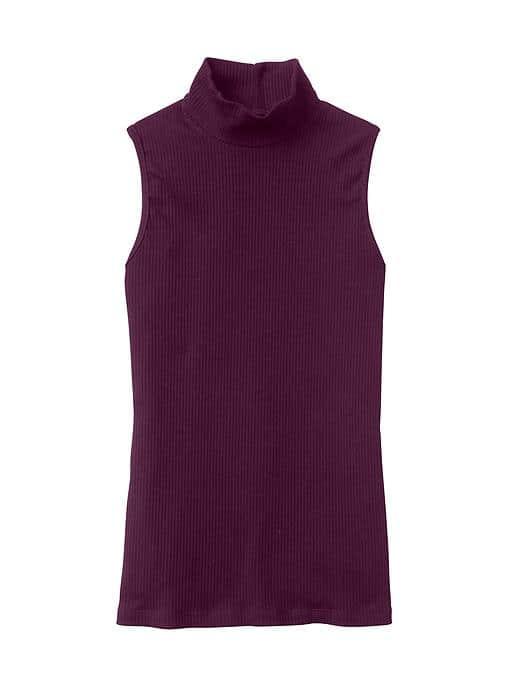 Athleta Womens Rib Turtleneck Tank Size L - Wild Raisin