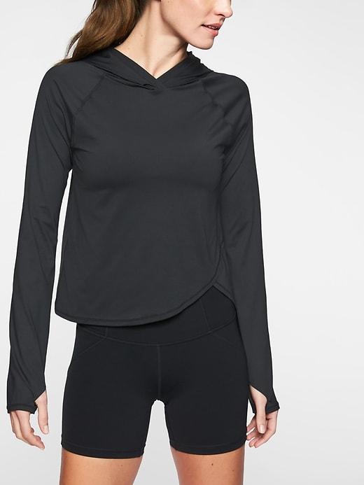 Athleta Womens Sunlover Upf Criss Cross Hoodie Black Size L