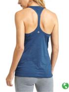 Athleta Womens High Neck Shadow Stripe Chi Tank Size M Tall - Blue Void