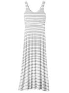 Athleta Womens Stripe Maxi Dress Size L - Grey Heather/white