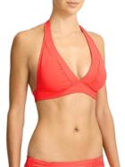 Athleta Womens Shirrendipity Halter Bikini Top Ember Orange Size S