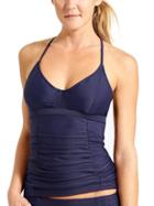 Athleta Womens Smocked Tankini Size 32b/c Tall - Dress Blue