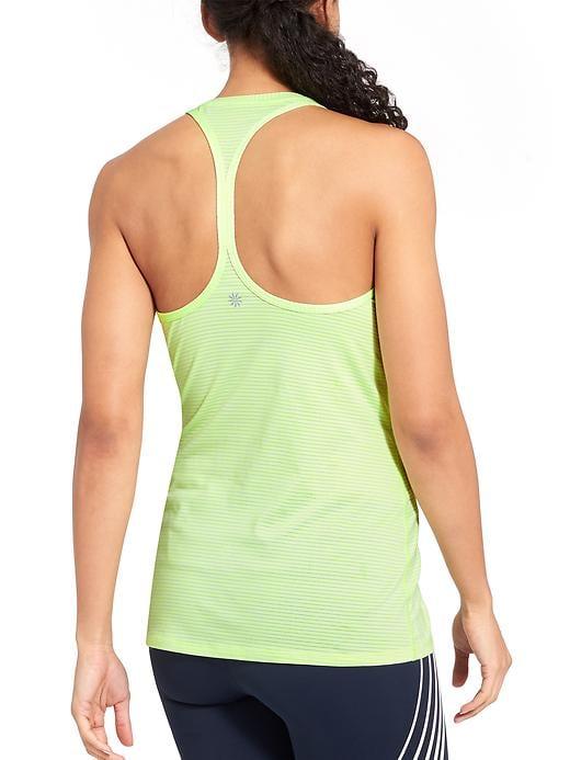 Athleta Womens High Neck Shadow Stripe Chi Tank Size L Tall - Neon Sugar Cane Kiwi