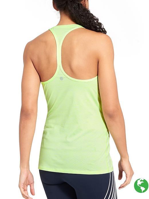 Athleta Womens High Neck Shadow Stripe Chi Tank Size M Tall - Neon Sugar Cane Kiwi