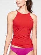 Athleta Womens High Neck Tie Back Tankini Radiant Red Size S