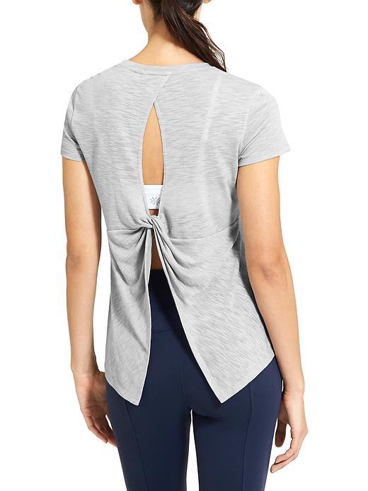 Athleta Womens Siro Twist Back Tee Size M - Light Grey Heather