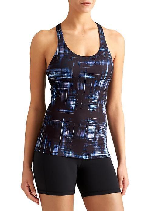 Athleta Womens Plaid Optimism Tank Black Size Xxs