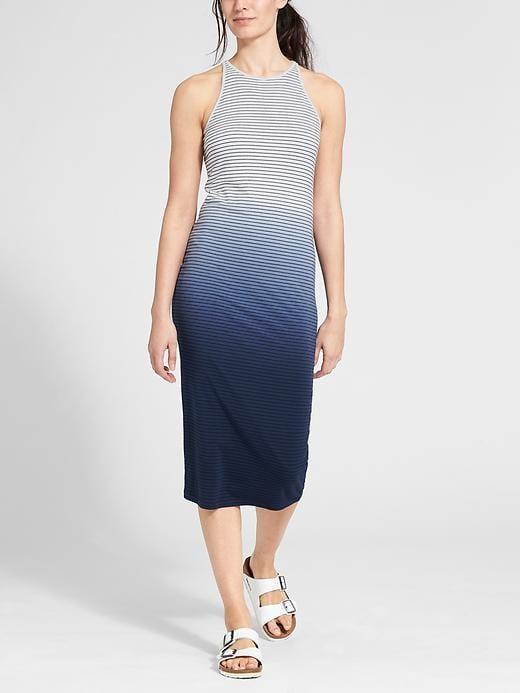 Athleta Womens Sunkissed Midi Dress Size M - Indigo Stripe