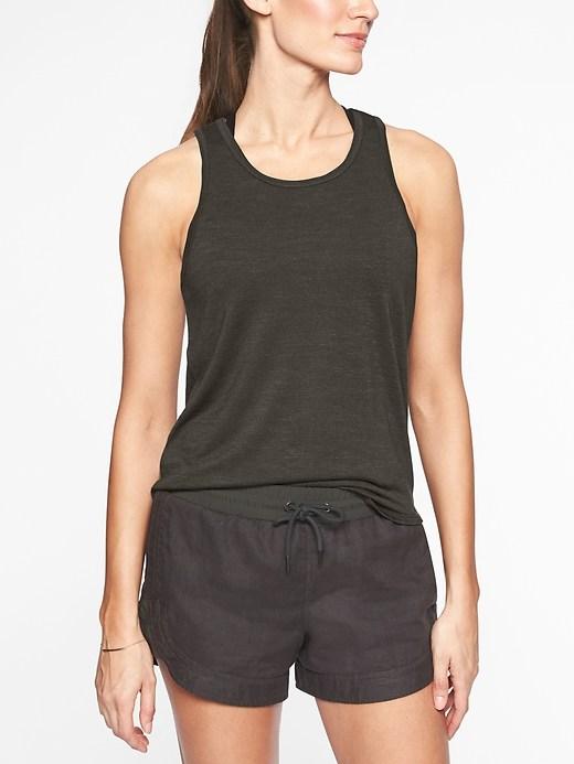 Athleta Womens Breezy Cutout Tank Black Olive Size L