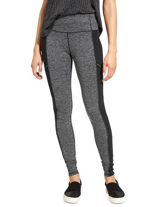 Athleta Womens High Rise Herringbone Metro Drifter Tight Size L Tall - Black