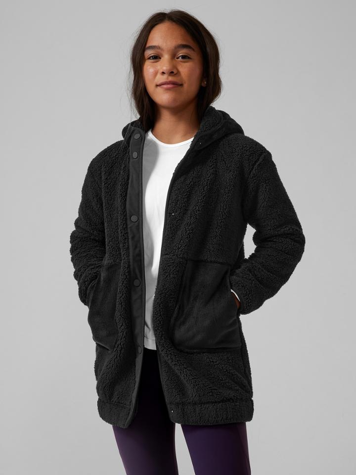 Athleta Girl So Toasty Tugga Sherpa Midi Jacket
