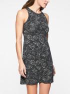 Athleta Womens Santorini High Neck Printed Dress Etched Leaves Black Size Xs