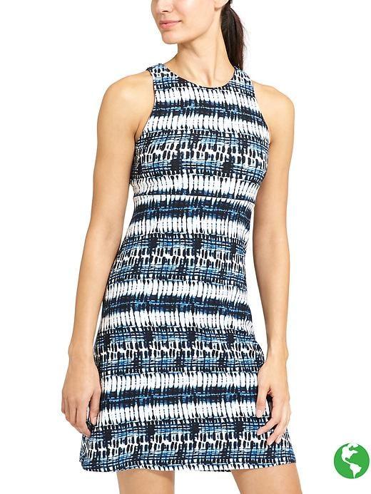Athleta Womens High Neck Santorini Dress Size M Tall - Indigo Ombre