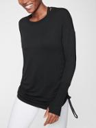 Athleta Womens Drishti Ruched Sweatshirt Black Size Xxs