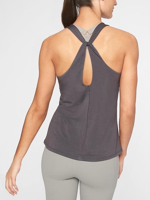 Athleta Womens Essence Cross Back Tank Silver Bells Size S