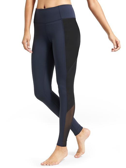 Athleta Womens High Rise Mesh Tux Chaturanga Tight Size S Tall - Navy