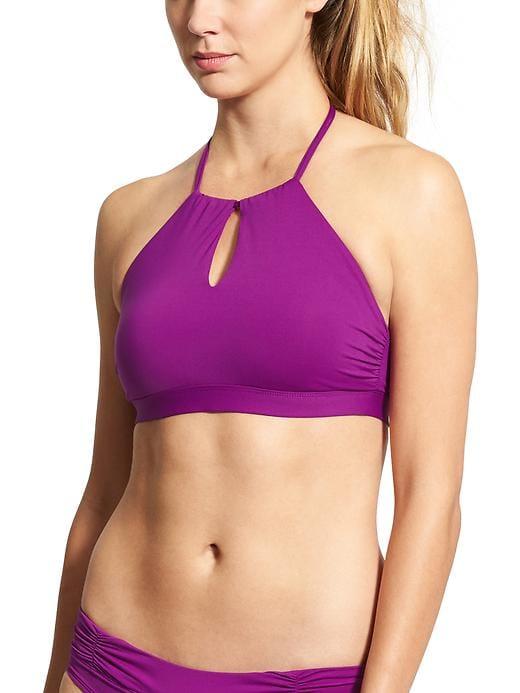 Athleta Womens High Neck Keyhole Bikini Size M - Dark Razzleberry