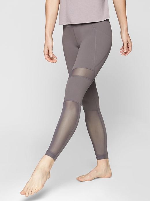 Athleta Womens Meshblock Pocket Salutation Tight Silver Bells Size 2x