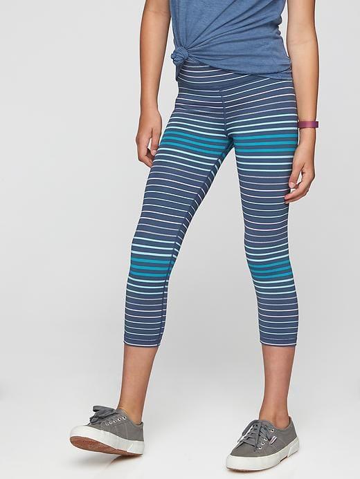 Athleta Stripe Chit Chat Capri Size L/12 - Iron Blue