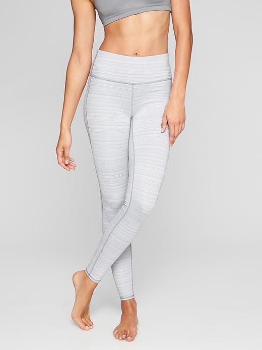 Athleta Womens High Rise Jacquard Chaturanga Tight Size L Tall - Slate Grey/ White