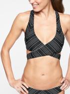 Athleta Womens Chevron Reversible Wrap Bikini Top Black/ White Size S