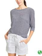 Athleta Womens Stripe Dolman Zephyr Top Size L - Navy/bright White