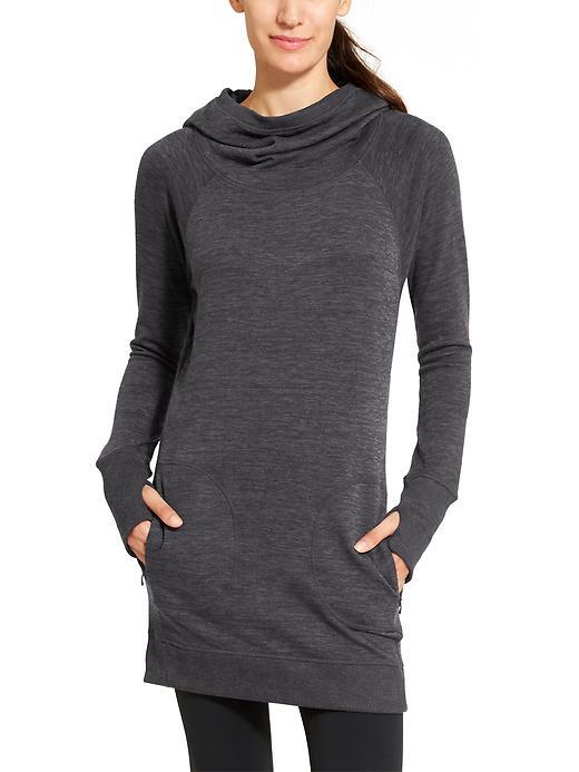 Athleta Womens Blissful Hoodie Dress Size L Tall - Flint Grey Heather