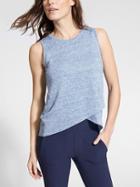Athleta Womens Linen Criss Cross Tank Light Indigo Heather Size 2x