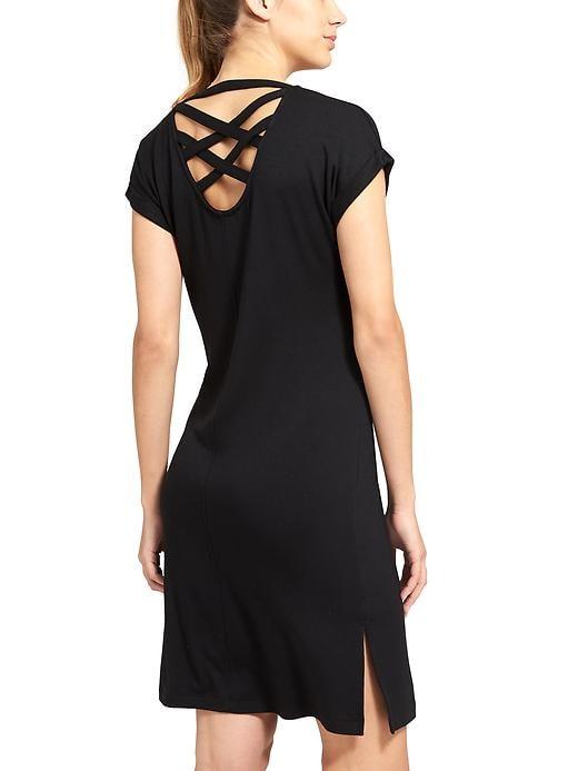Athleta Womens Crossback Sweatshirt Dress Size L - Black