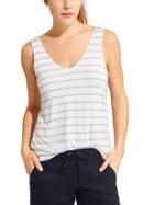 Athleta Womens Stripe Lake Tank Size L - Grey Heather/bright White