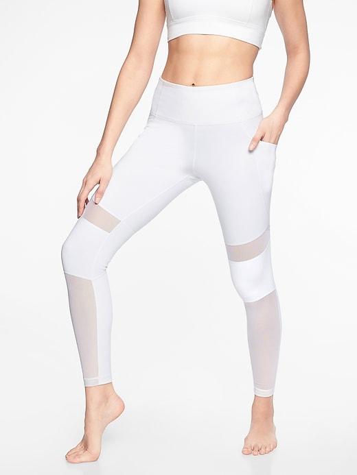 Athleta Womens Meshblock Pocket Pura Tight White Size S