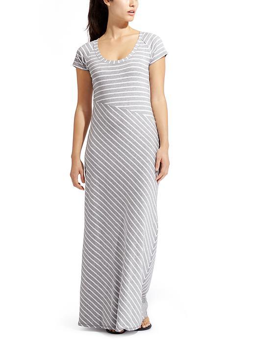Athleta Womens Makai Maxi Dress Size L Petite - Grey Heather/bright White