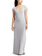 Athleta Womens Makai Maxi Dress Size L Petite - Grey Heather/bright White