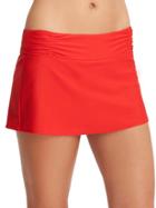 Athleta Womens Shirred Band Swim Skirt 2 Size L - Saffron Red